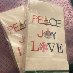 Festive 'Peace Joy Love' Holiday Napkins
